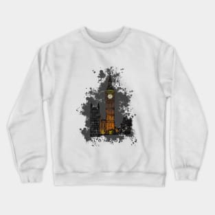 Big Ben with splatter, Tower of London at night, England. Crewneck Sweatshirt